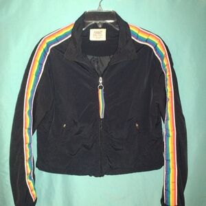 Ashley By 26 International Black Jacket with Rainbow Stripes